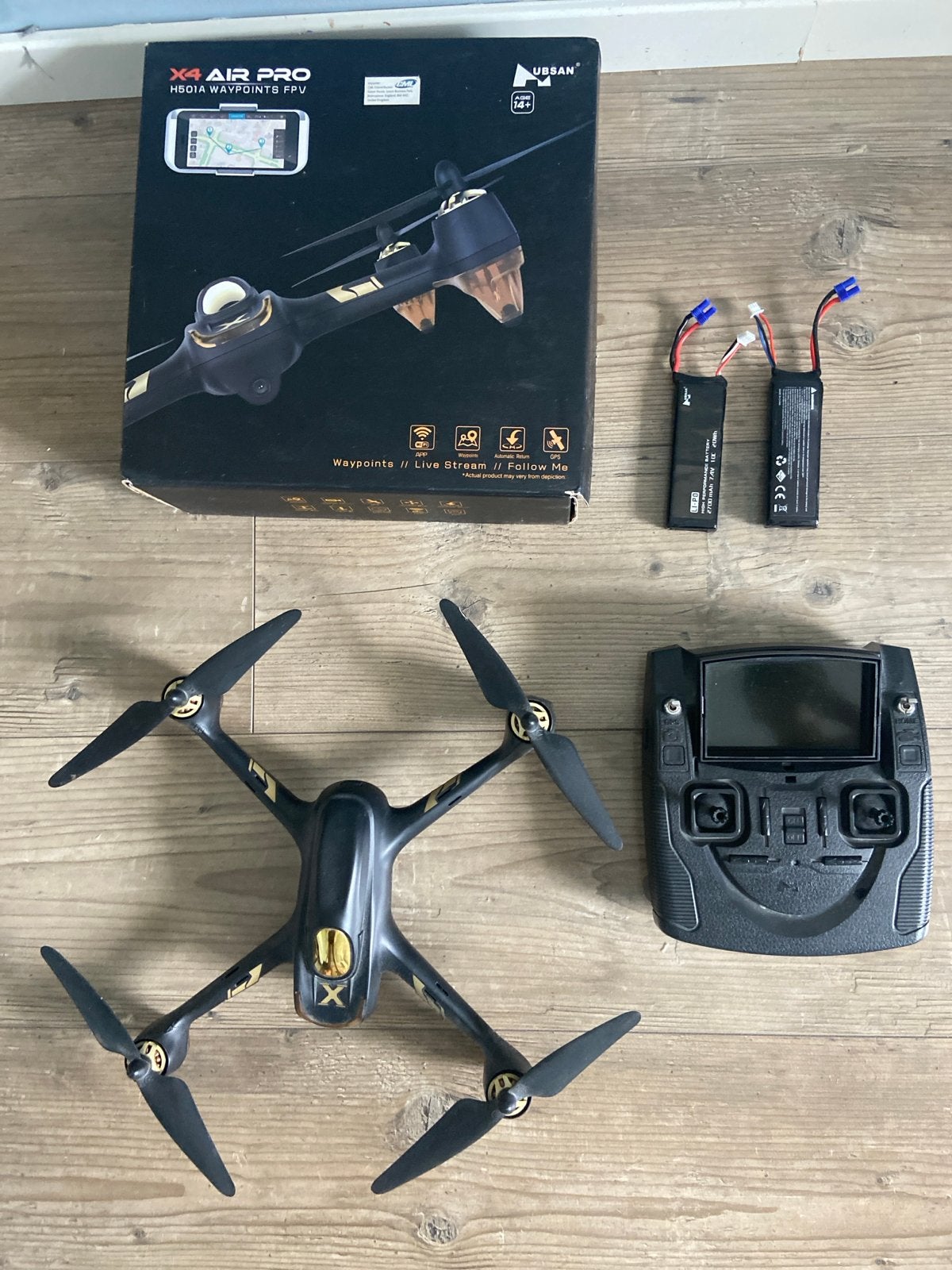 Hubsan X4 Air Pro H501A Waypoints FPV Drone met 2 accu's, Gebruikt, Cameradrone, 100 tot 1000 meter, Hubsan