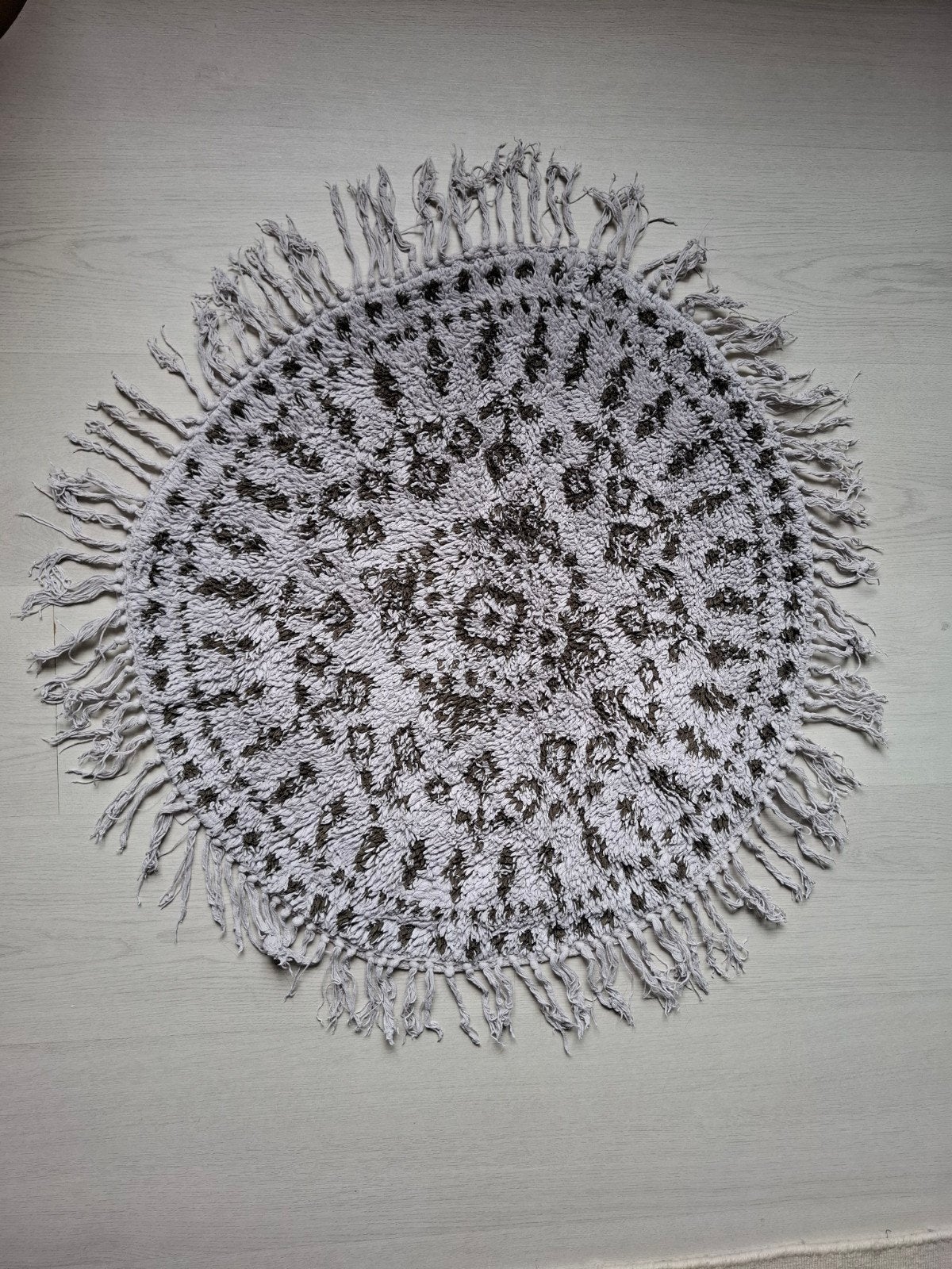 Sissy-Boy ronde badmat, crème met olijfgroene print, 65cm, Gebruikt, Ophalen of Verzenden, Badmat, Overige merken