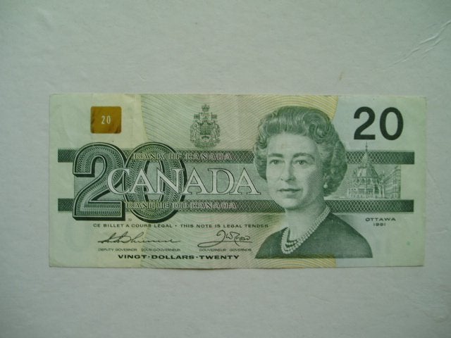 1365. Canada, 20 dollars 1991 Queen Elizabeth II., Verzenden, Noord-Amerika, Los biljet