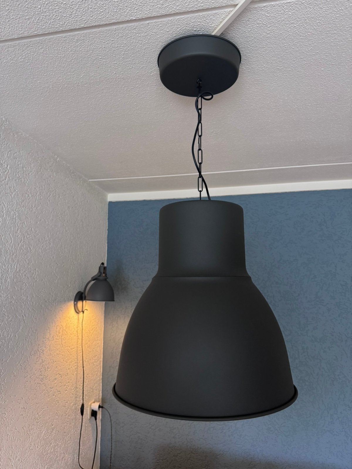 Grote Ikea eettafellamp. Grijs. Metaal., Ophalen, E27 (groot), Zo goed als nieuw, Stoer. Minimalistisch