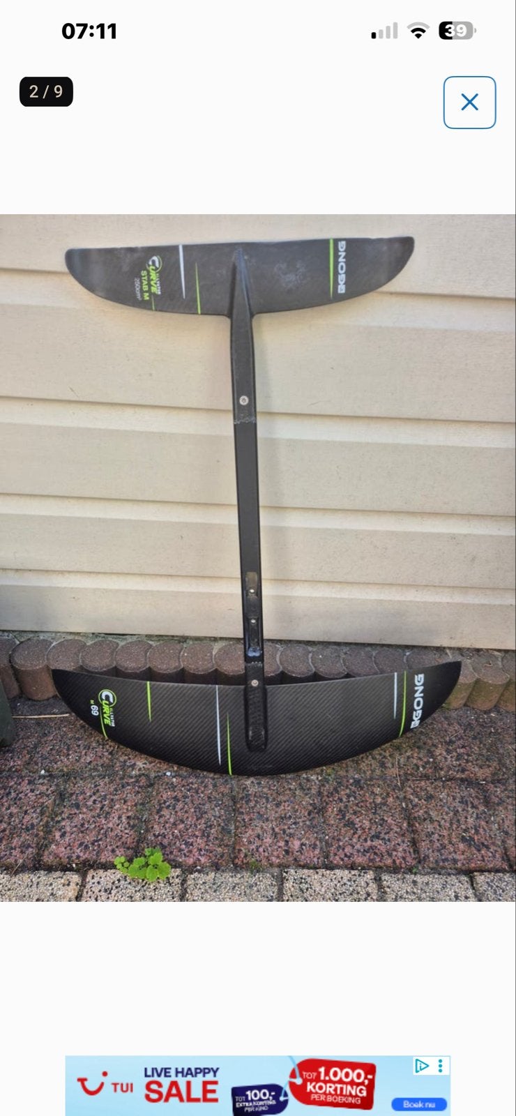 Gong Allvator Curve M 1100cm2 Hydrofoil, Watersport en Boten, Kitesurfen, Foil, Ophalen of Verzenden, Gebruikt, 15 m²