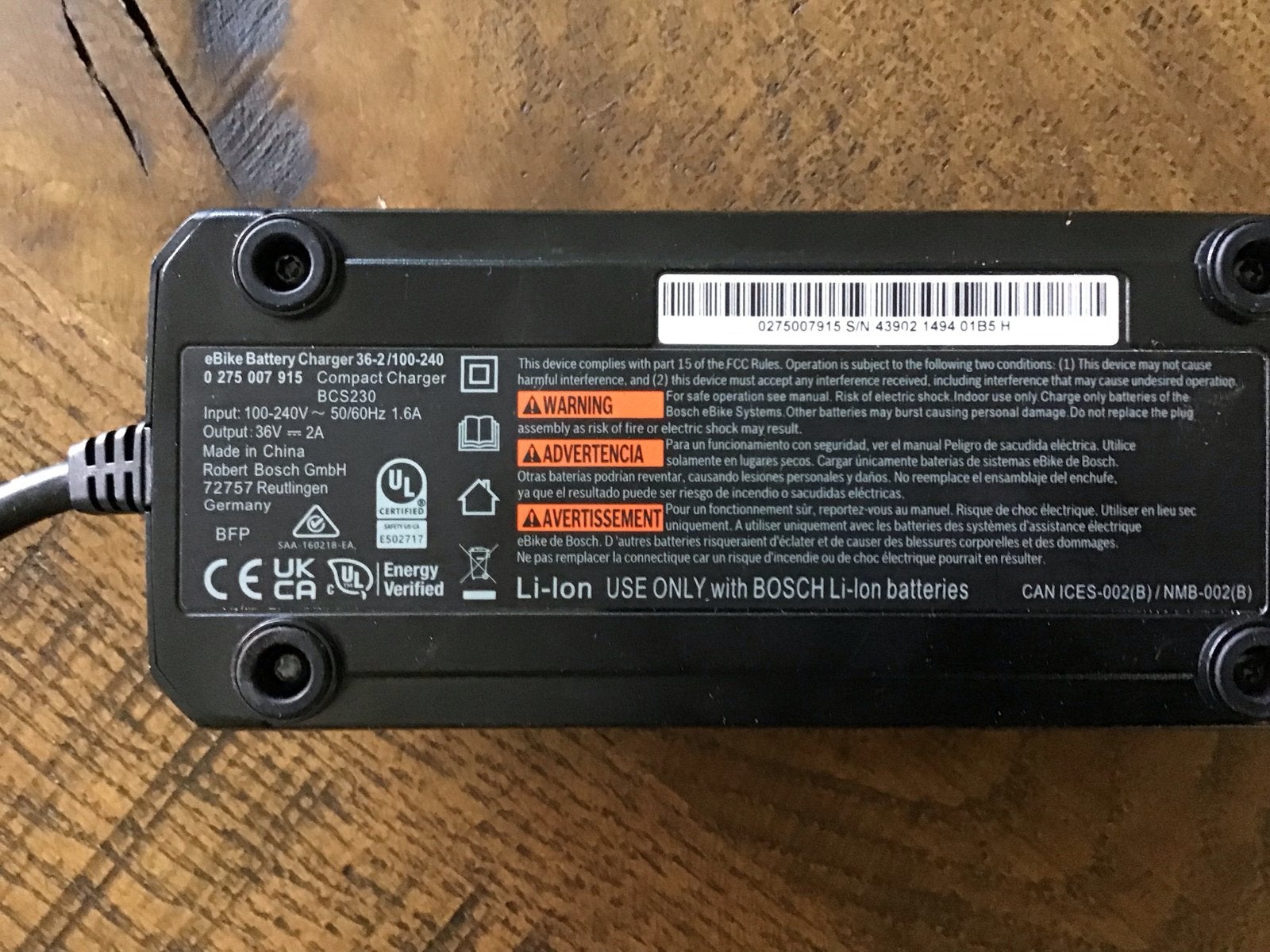 Bosch eBike Compact Oplader 36V 2A, Ophalen of Verzenden, Gebruikt