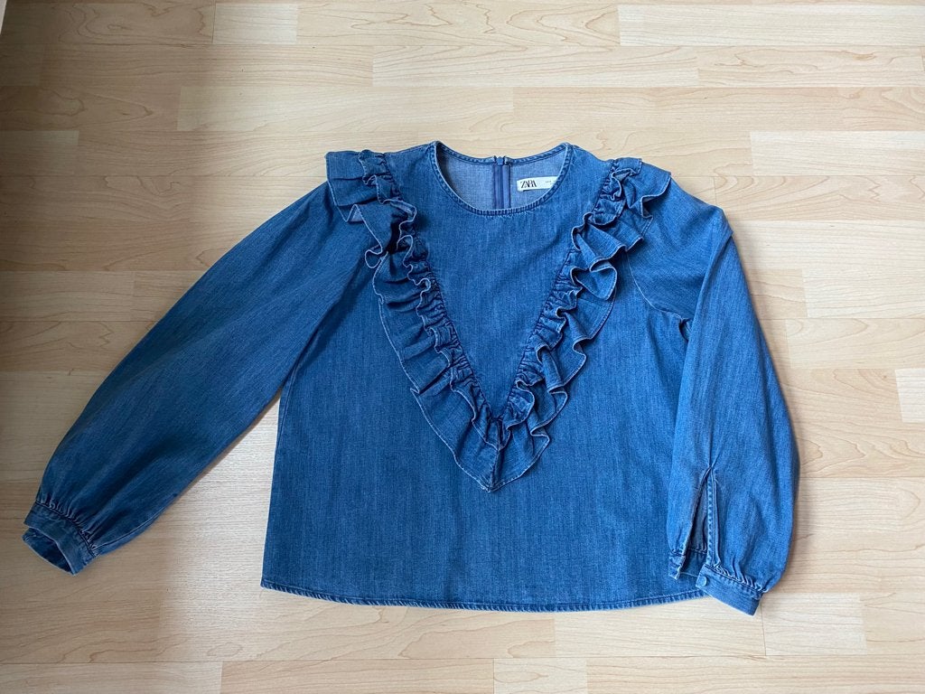 Zara - Denim blouse maat S, Maat 38/40 (M), Blauw, Zara, Ophalen of Verzenden