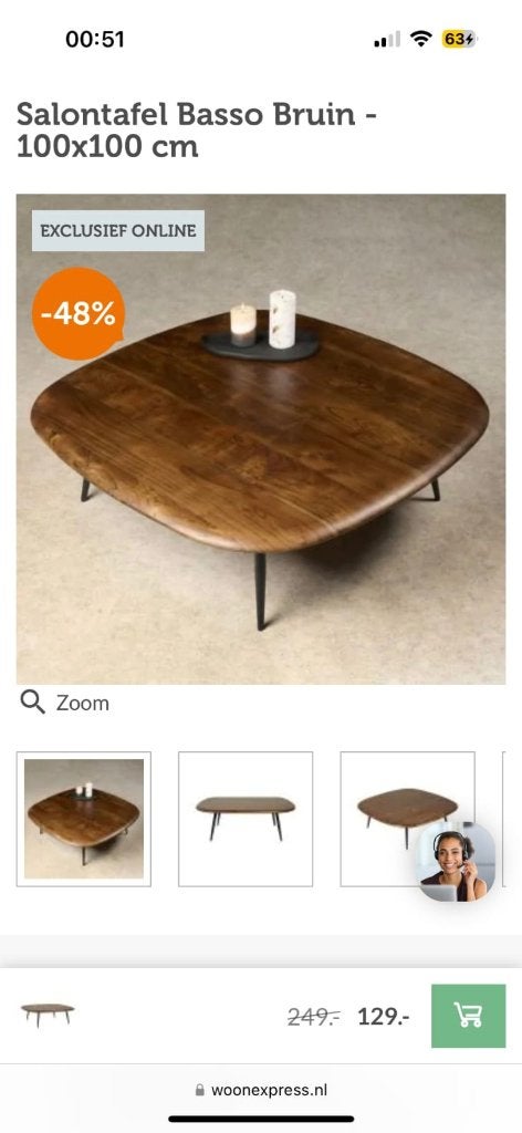 Salontafel, Ophalen, 50 tot 100 cm, Nieuw, 50 tot 100 cm