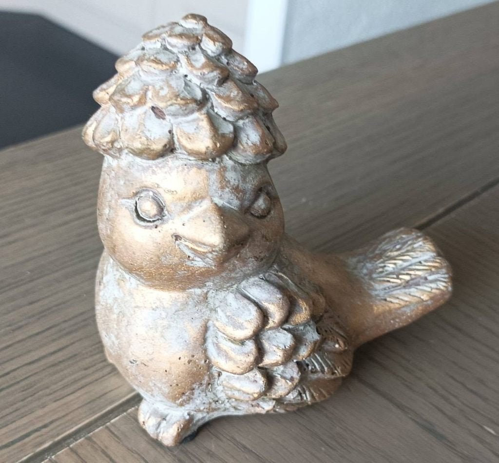 Decoratief vogeltje, goudkleurig hoogte 10 cm, Huis en Inrichting, Woonaccessoires | Overige, Ophalen of Verzenden, Gebruikt, Goud