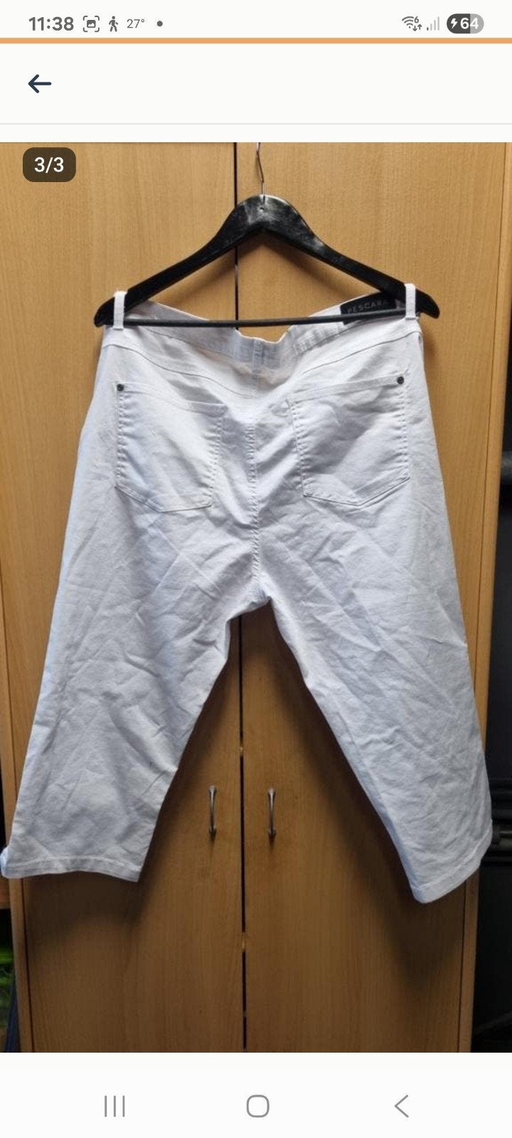 Witte 3/4 broek Pescara maat 48 met knoop- en ritssluiting, Wit, Maat 46/48 (XL) of groter, Pescara, Ophalen of Verzenden