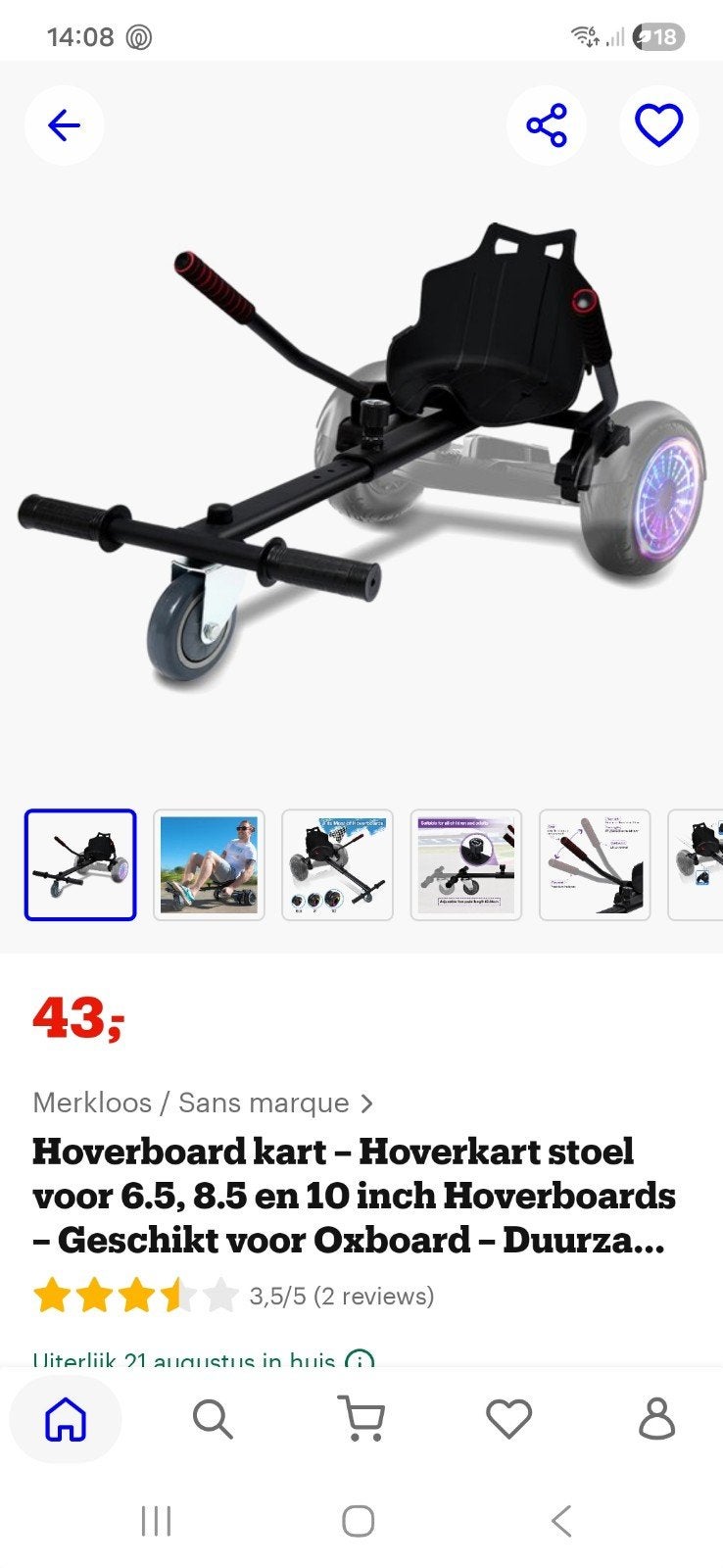 Hoverkart stoel voor Hoverboards NIEUW, Ophalen, Nieuw, Overige typen, Merkloos