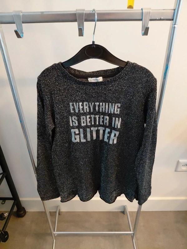 Primark longsleeve glitter zwart maat 146, Ophalen of Verzenden, Primark, Meisje, Shirt of Longsleeve