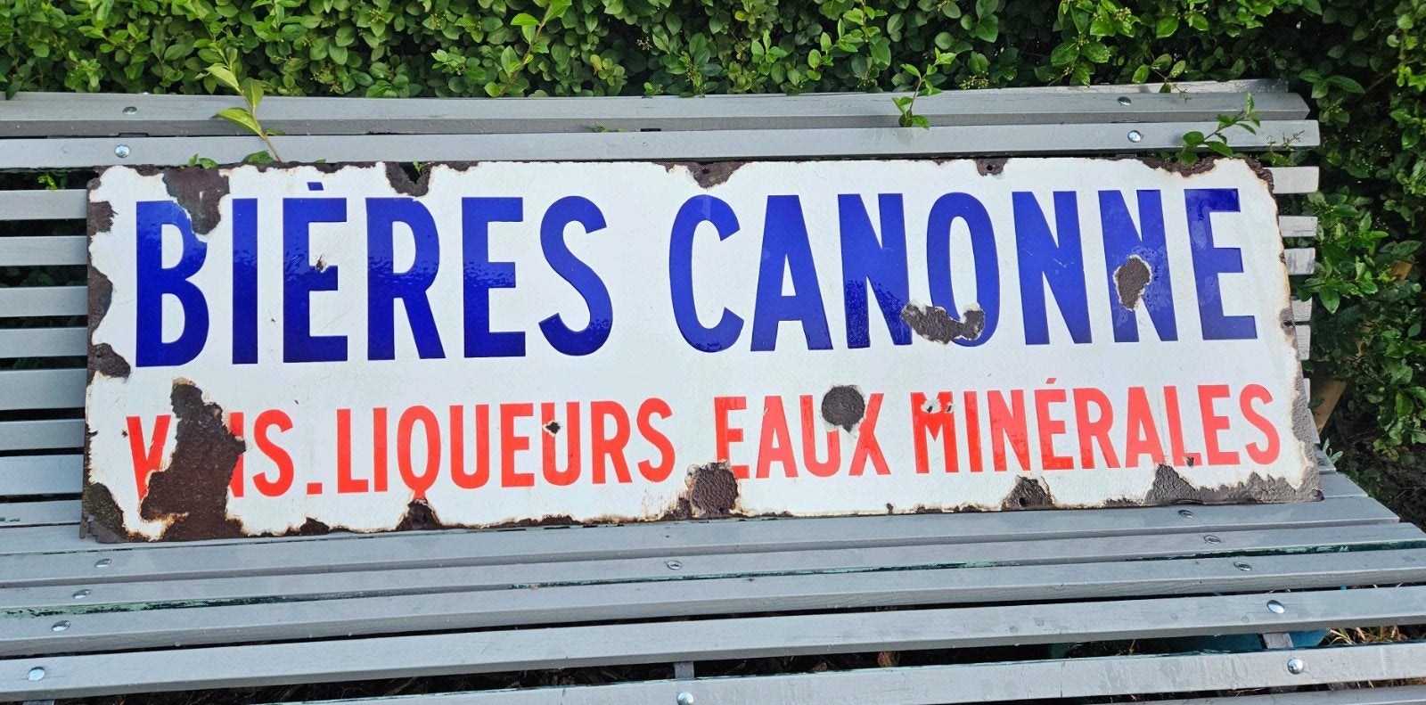 Bieres canonne emaille, Ophalen, Zo goed als nieuw, Reclamebord, Plaat of Schild, Overige merken