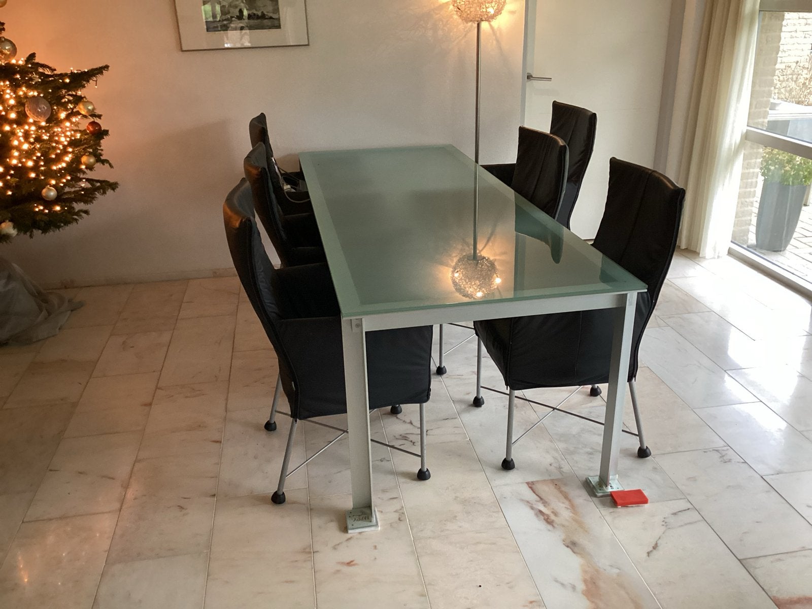B&B Italia Eettafel met Glazen Blad, Ophalen, Design, 200 cm of meer, 50 tot 100 cm