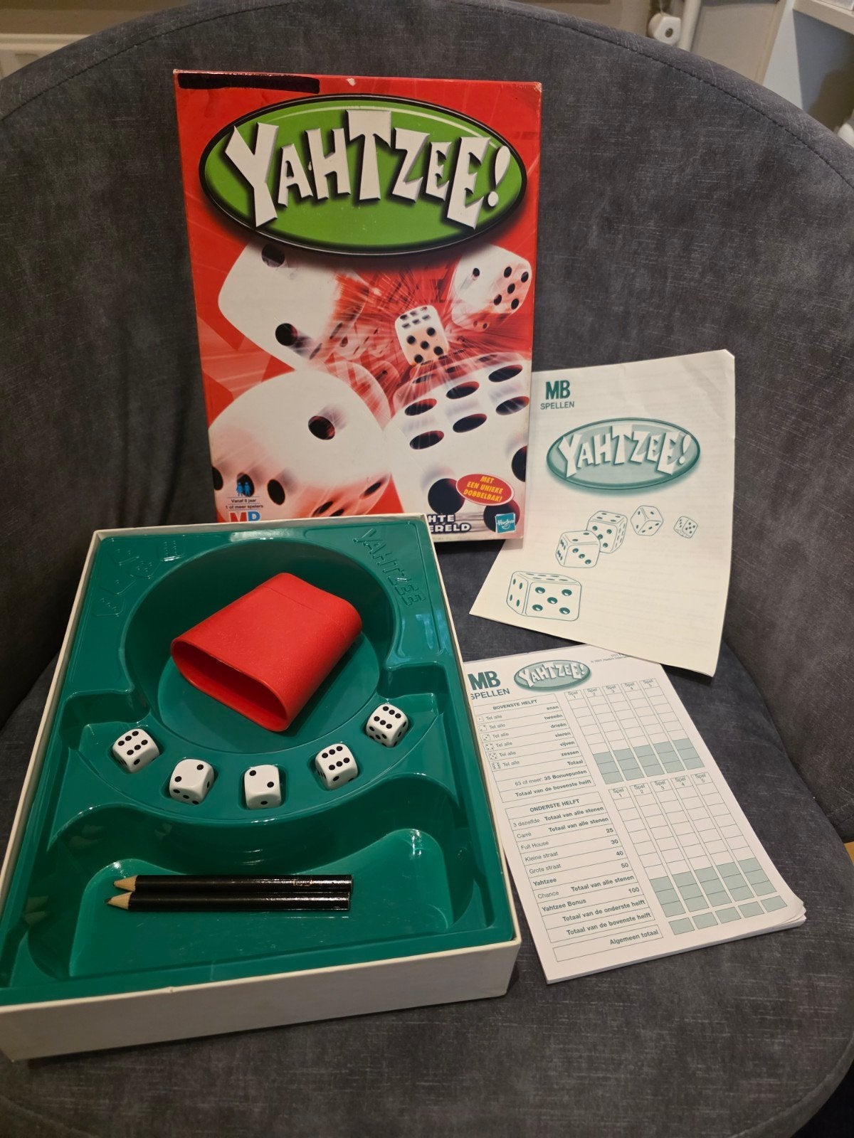 Yahtzee dobbelspel van MB Spellen, Vijf spelers of meer, Ophalen of Verzenden, Gebruikt, MB Spellen