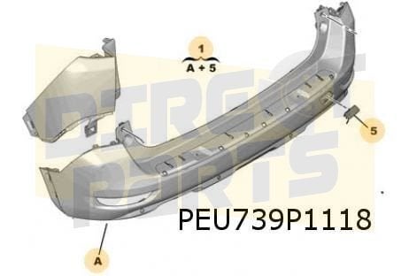 Peugeot 5008 (6/17-1/21) achterbumper (Te spuiten) (Bij PDC)