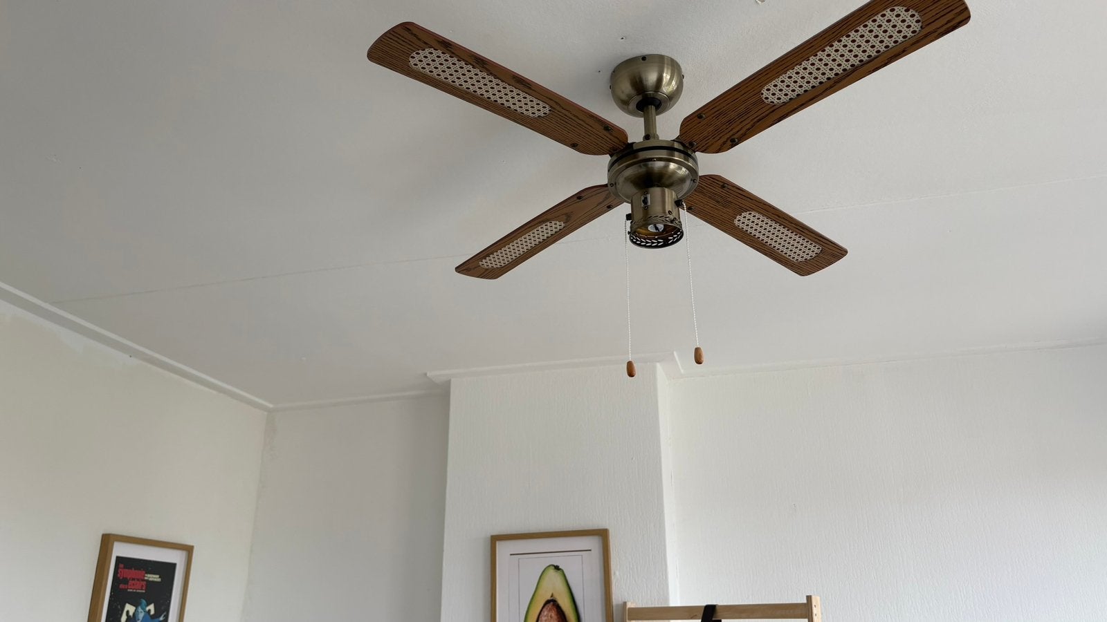 Houten plafond ventilator, Ophalen of Verzenden, Zo goed als nieuw, Plafondventilator