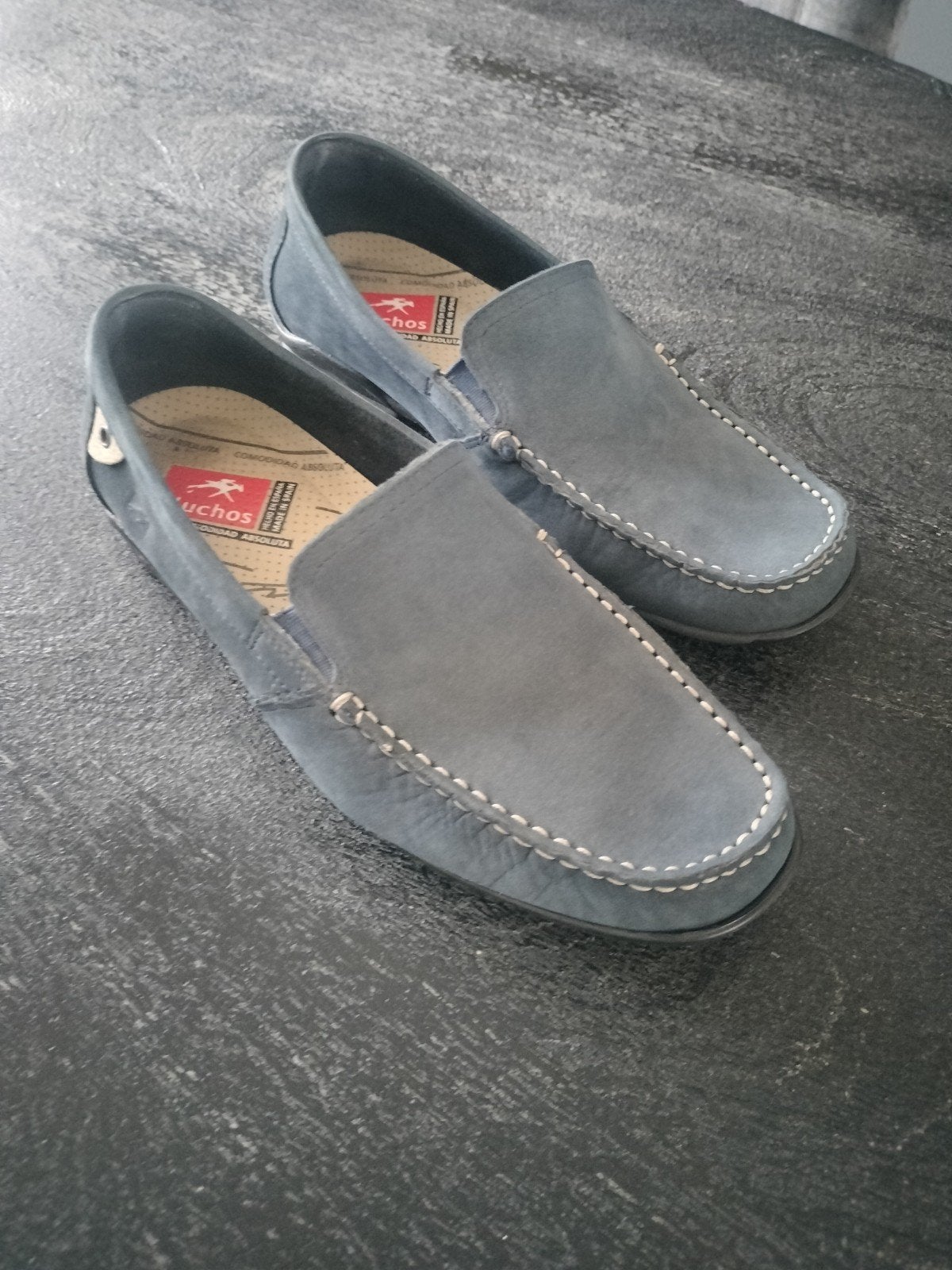 blauw/grijze suède instappers maat 41, Ophalen of Verzenden, Zo goed als nieuw, Blauw, Loafers