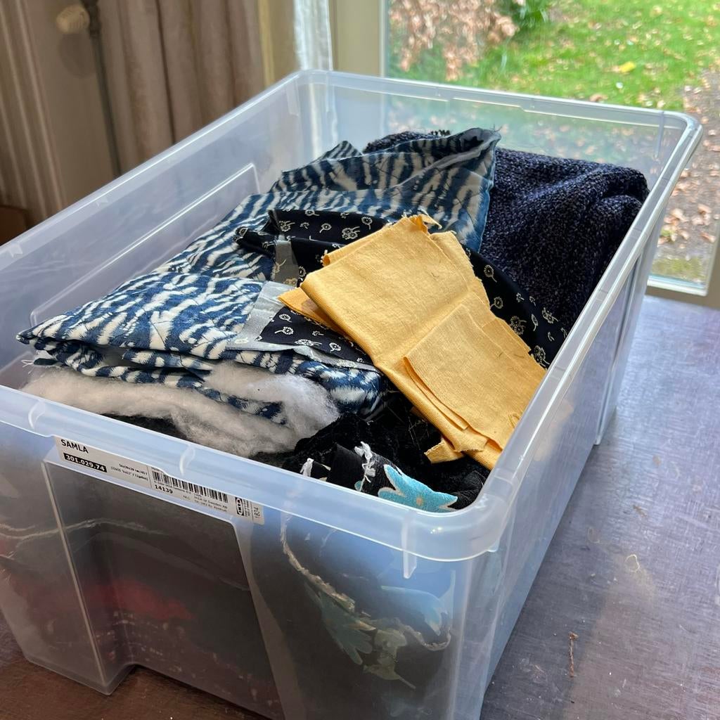 Bak restanten stof: jeans, Chanel, fluffy, viscose, wol, Overige materialen, Overige kleuren, Nieuw, Ophalen of Verzenden