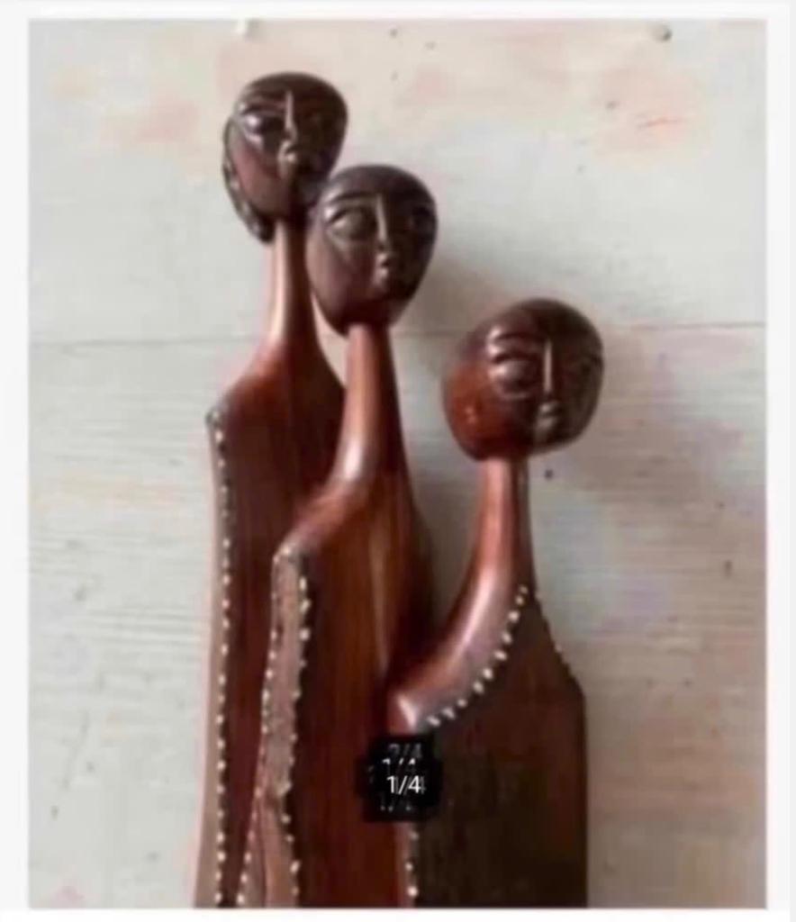 Afrikaans beeld ruwe stam, bewerkt, vrouwen, 34 cm, Ophalen of Verzenden