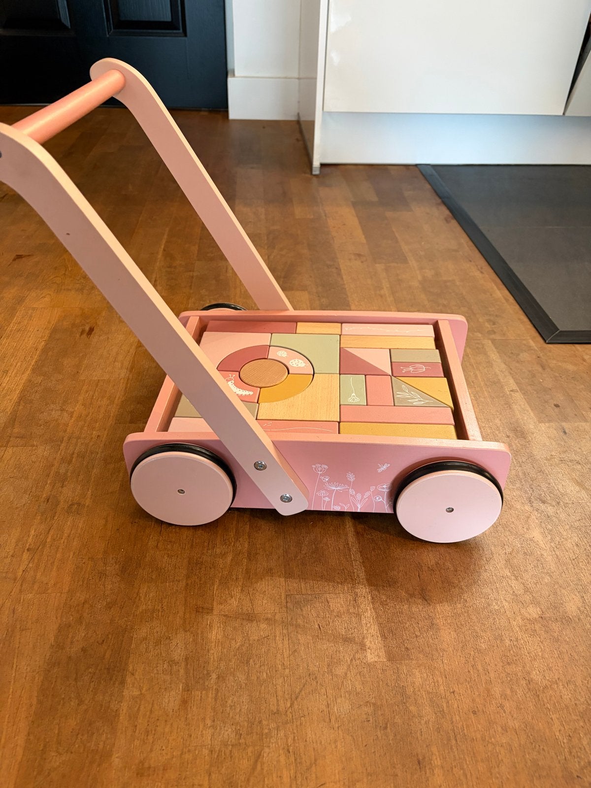 Little Dutch houten loopwagen met blokken, Kinderen en Baby's, Ophalen, Zo goed als nieuw, Overige typen, Met wieltjes