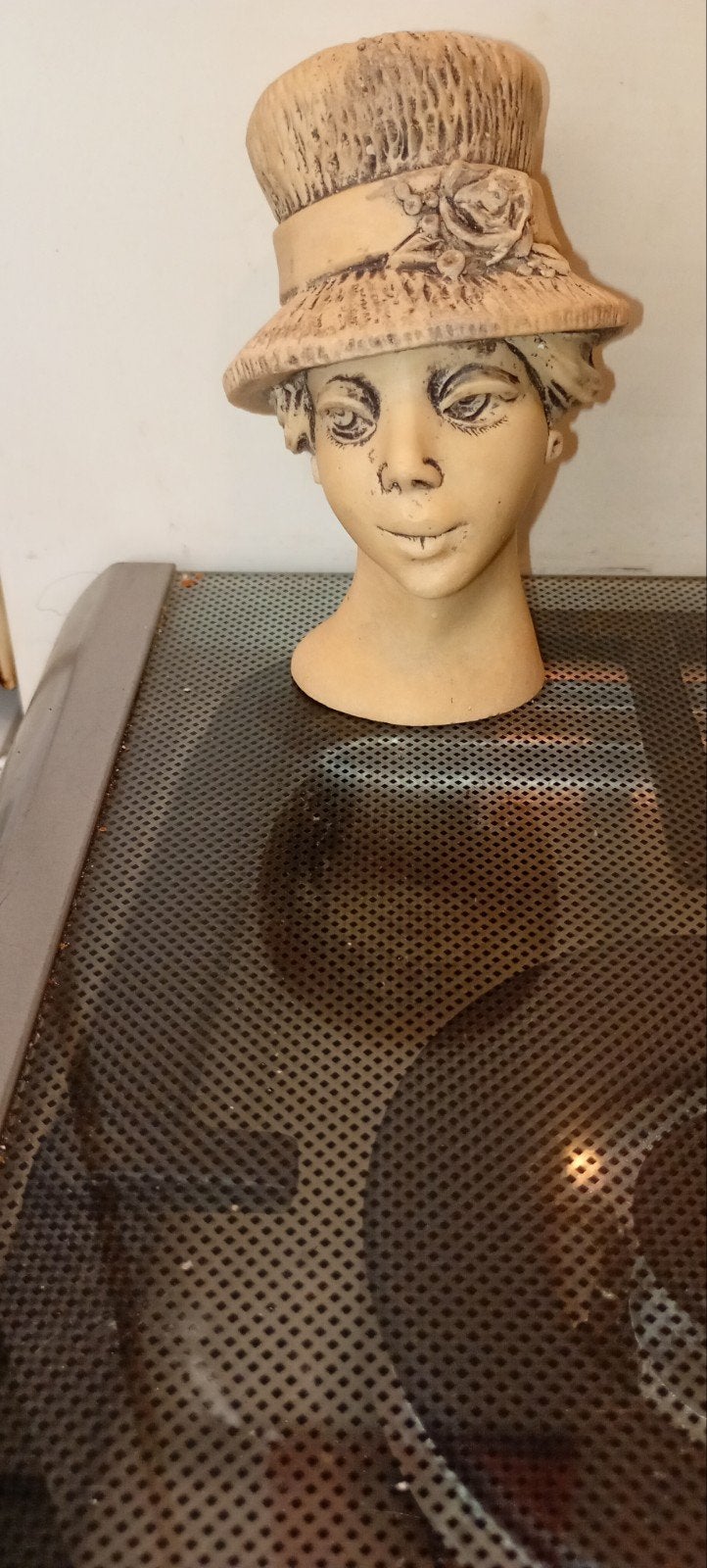 Vintage buste van een vrouw met hoed, keramiek, Ophalen of Verzenden
