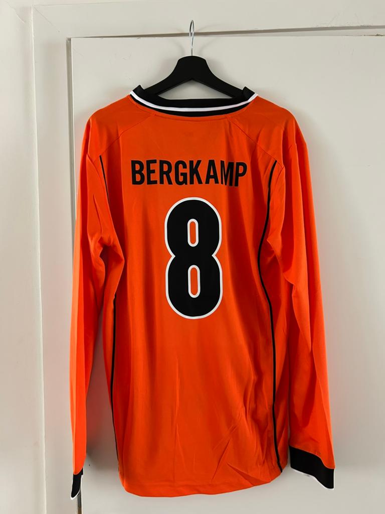 Bergkamp Nederland 1998 Retro Shirt, Maat L, Ophalen of Verzenden, Nieuw, Shirt