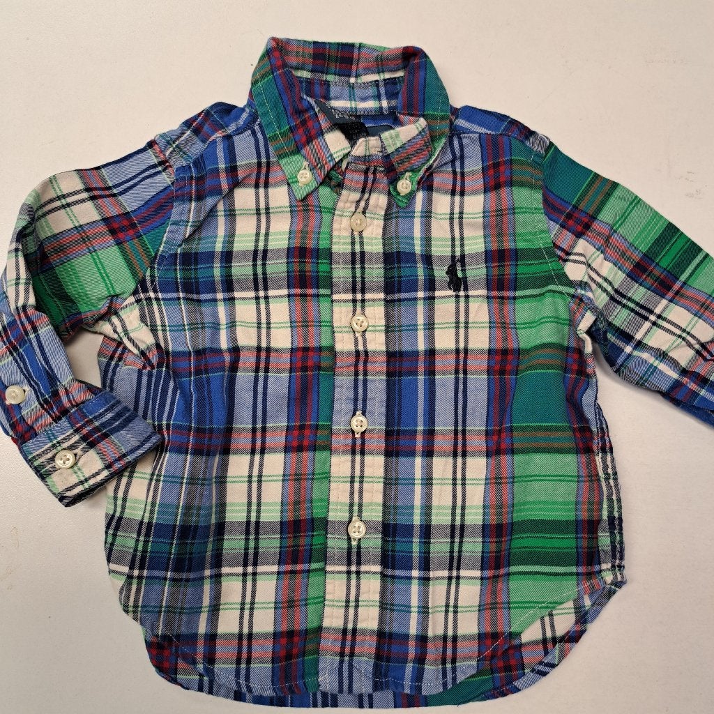 Ralph Lauren overhemd baby groen/blauw geruit mt 68 nr 47981