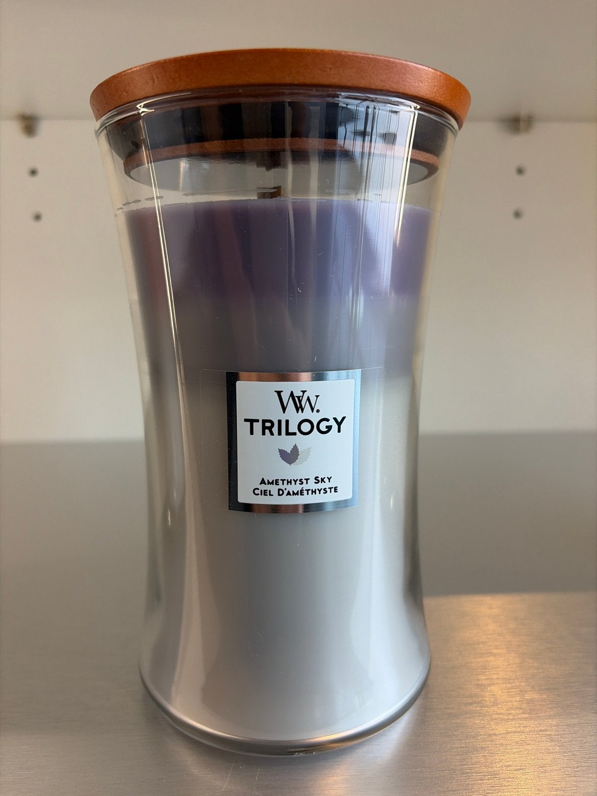 Woodwick Trilogy Large Kaars Amethyst Sky, Woodwick, Paars, Ophalen of Verzenden, Kaars