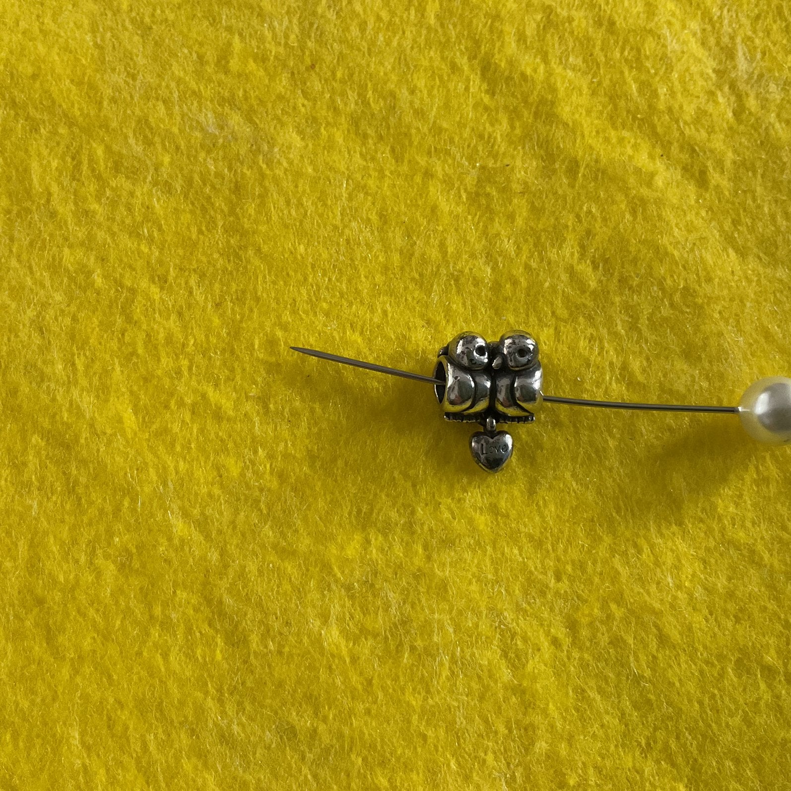Pandora Bedel Tortel Duifjes Love You, Verzenden, Zo goed als nieuw, Zilver, Pandora