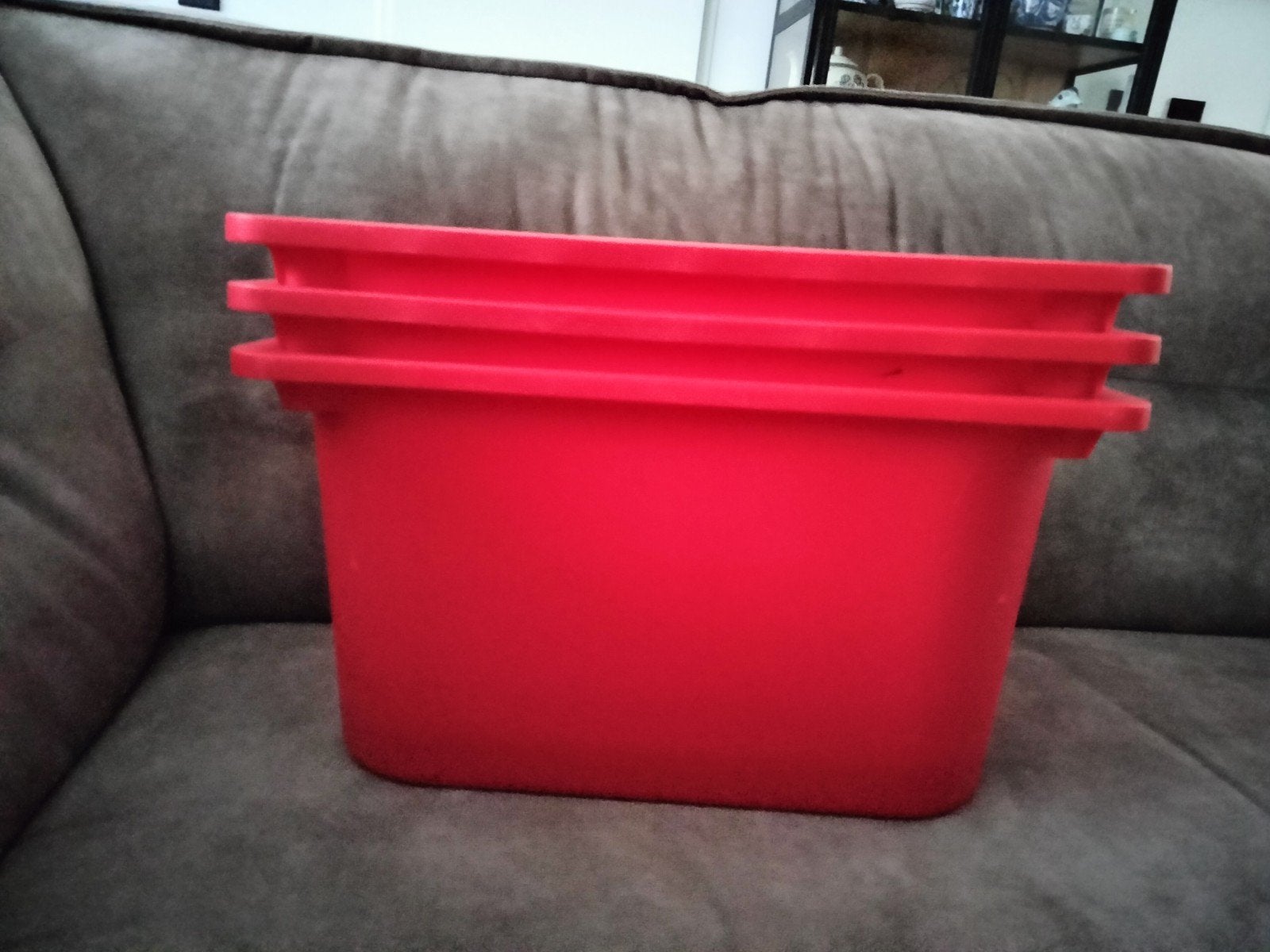 Ikea bewaarbakken rood - set van 3, Bewaardoos, Ophalen of Verzenden, Zo goed als nieuw, Stapelbaar
