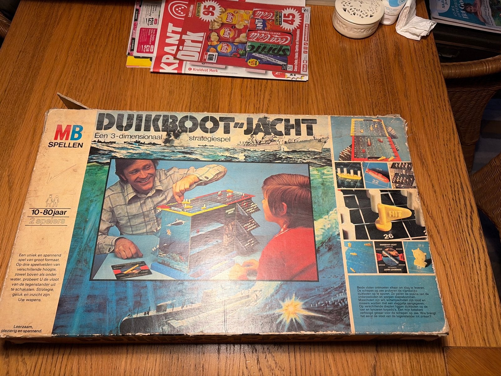 Duikbootjacht - Strategisch spel van MB Spellen, Een of twee spelers, Ophalen, Gebruikt
