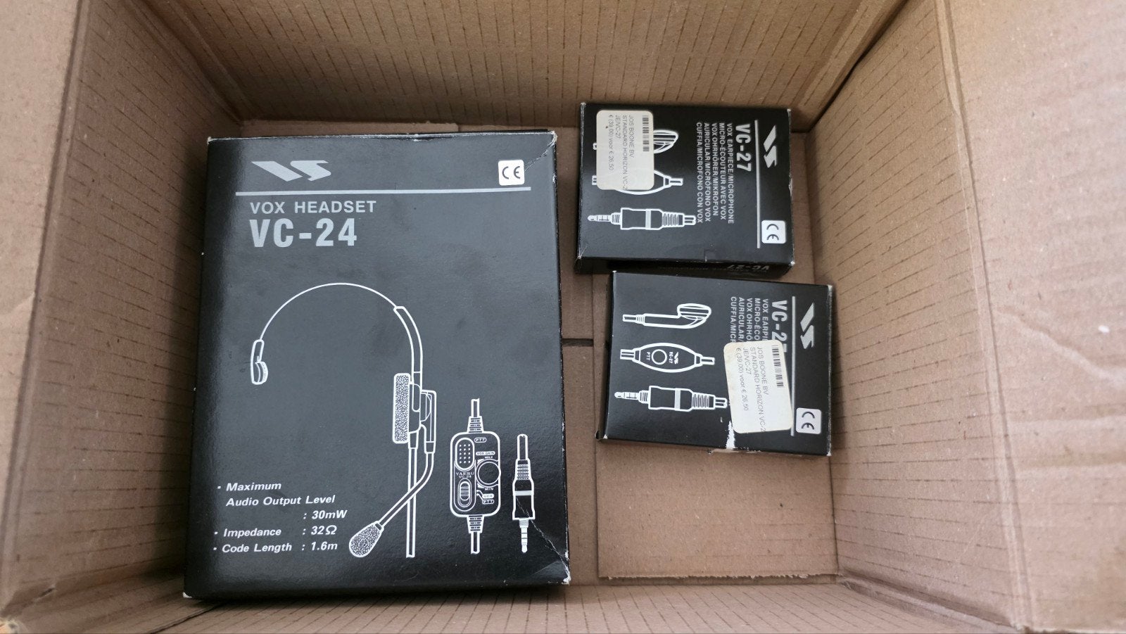 VOX Headset VC-24 en Oortelefoon/Microfoon VC-27 set, Overige merken, Overige typen, Nieuw, Ophalen of Verzenden