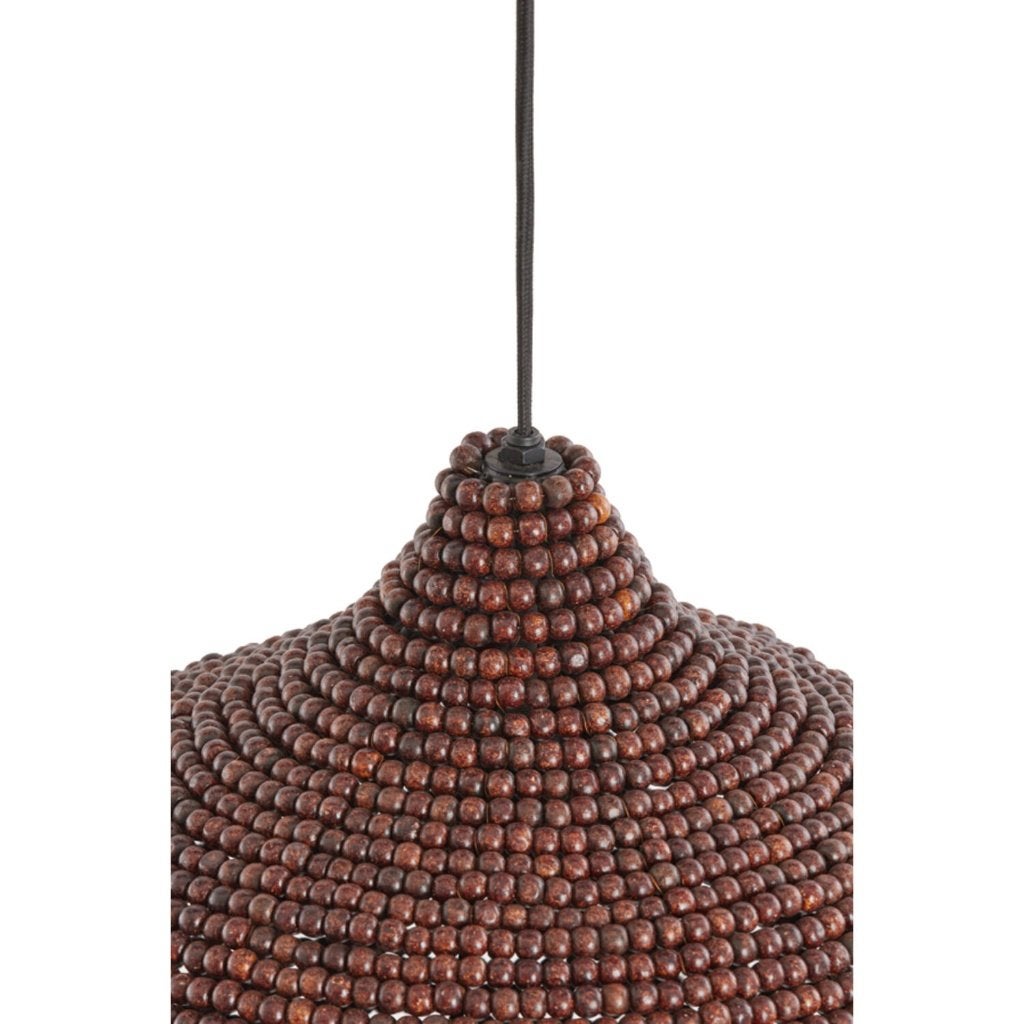 Hanglamp KALENGA Light & Living kralen donkerbruin Ø28x30, Ophalen of Verzenden, Nieuw, Hout, E27 (groot)
