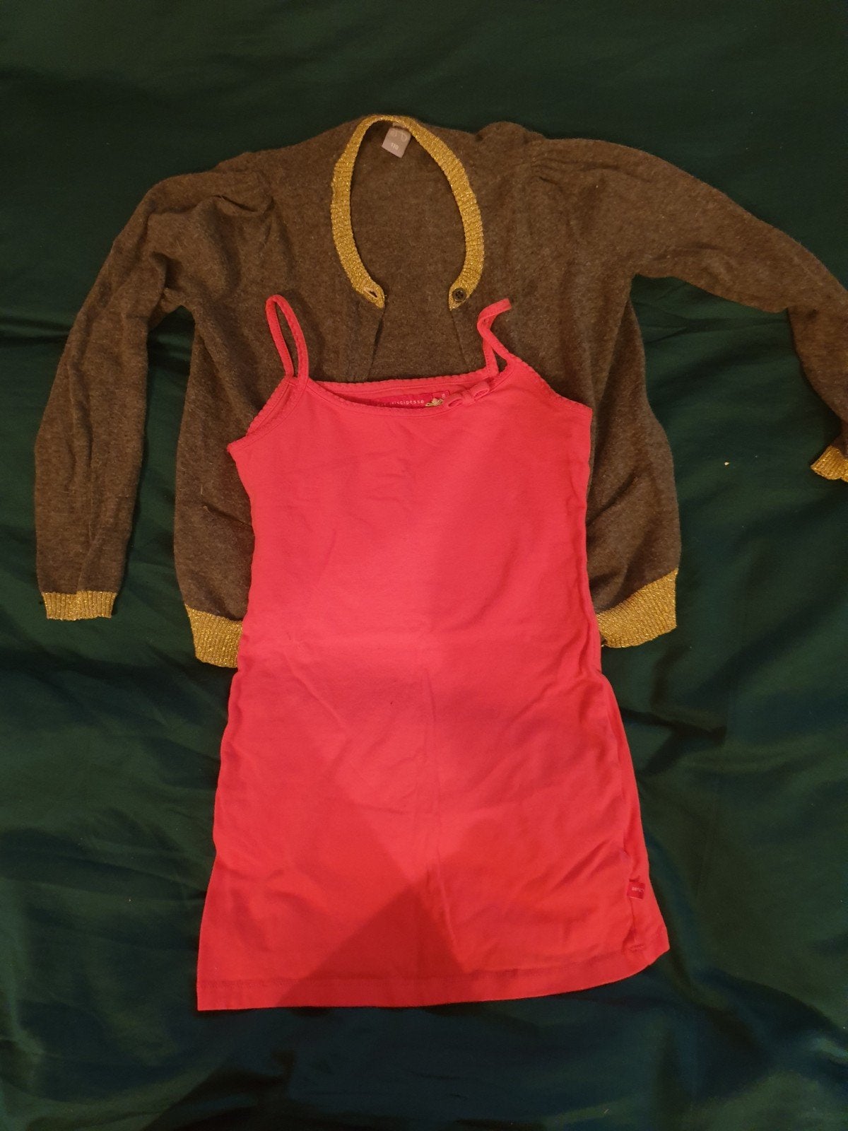 Bengh jurkje rood Jilly vestje met grijs goud 110 116, Kinderen en Baby's, Ophalen, Zo goed als nieuw, Meisje, Jurk of Rok