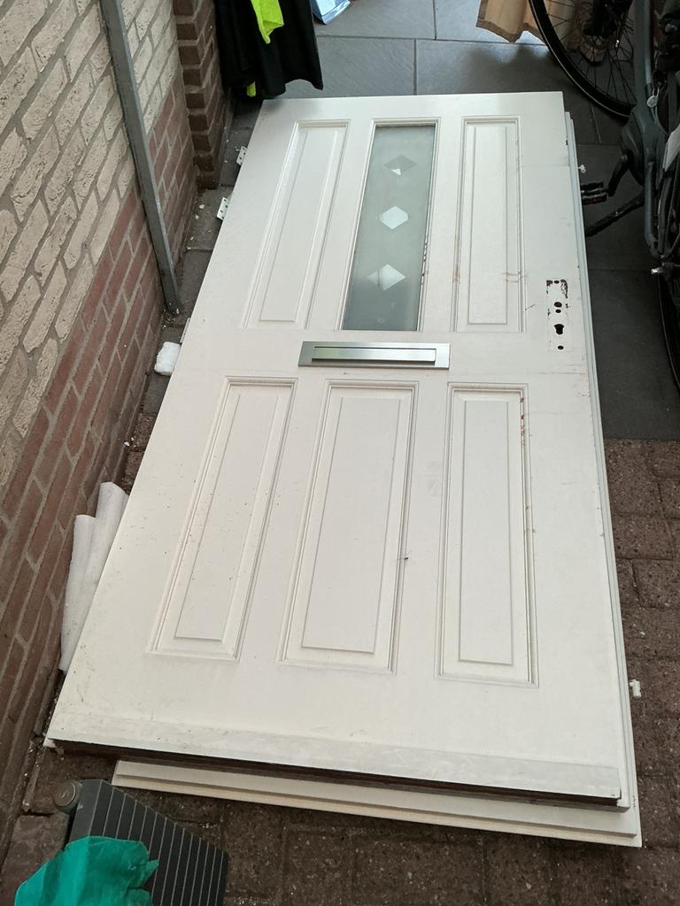Te koop voordeur 201,5x93cm hardhout zonder slot, Ophalen, Gebruikt, 80 tot 100 cm, Buitendeur