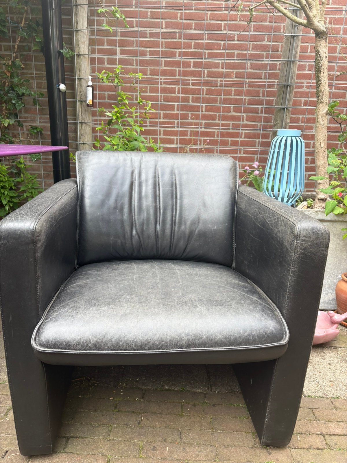 Leolux Viabo fauteuil / vintage stoel van leer, Ophalen, Gebruikt, Leer, 75 tot 100 cm