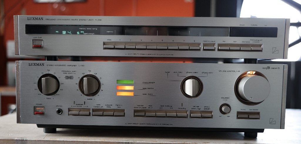 Luxman L-430 en Luxman T-230 audio set, Gebruikt, 60 tot 120 watt, Stereo, Ophalen