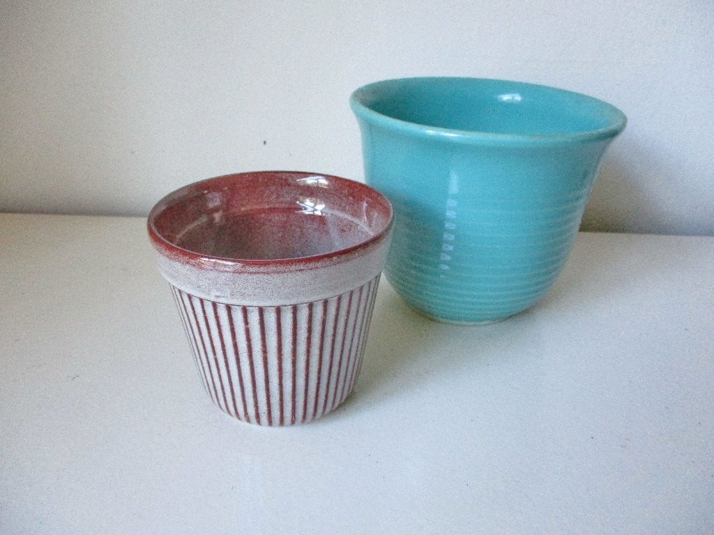 Set bloempot Westraven Utrecht turquoise en bruin, Ophalen of Verzenden