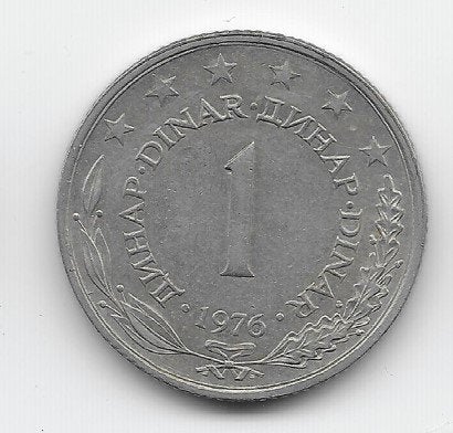 Joegoslavië 1 dinar 1976 KM# 59, Verzenden, Joegoslavië, Losse munt