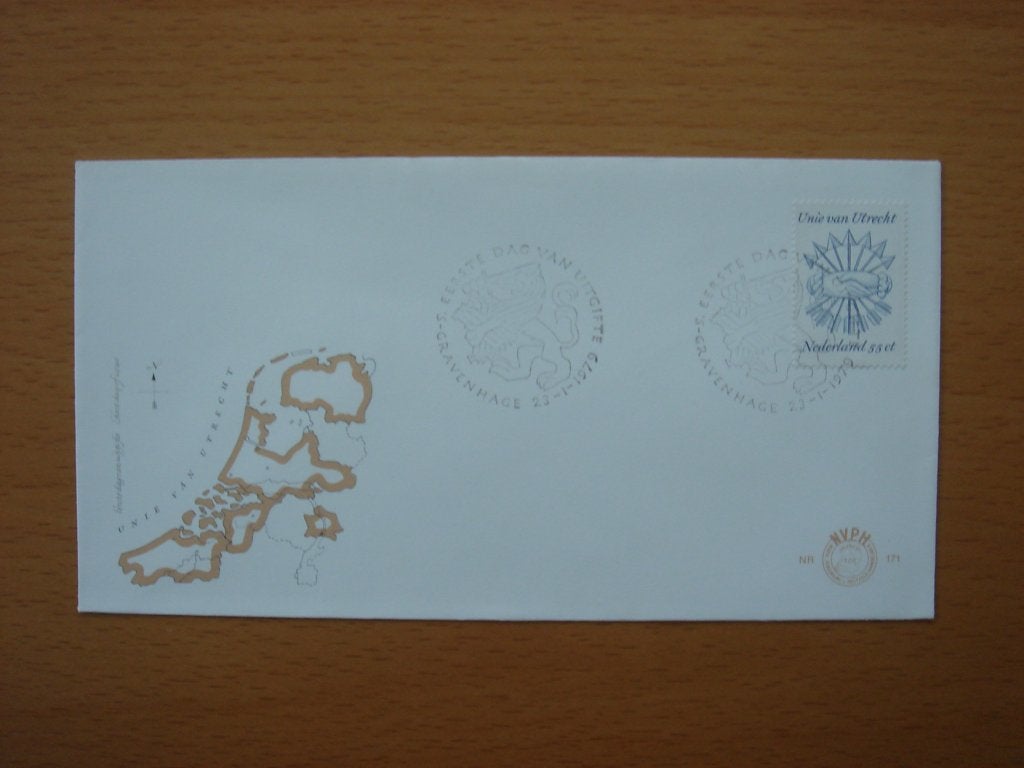 NVPH E171  1e Dag-enveloppe Unie van Utrecht 1579, Ophalen of Verzenden, Onbeschreven, Nederland
