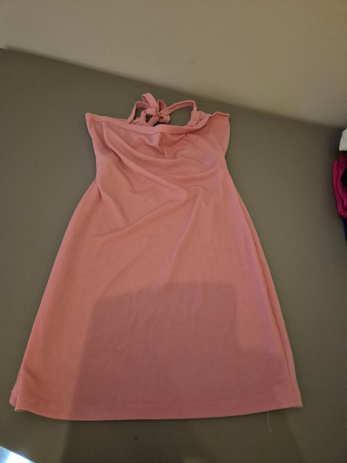 Roze geribbelde jurk met open rug - Shein, Ophalen of Verzenden, Zo goed als nieuw, Roze, Maat 34 (XS) of kleiner