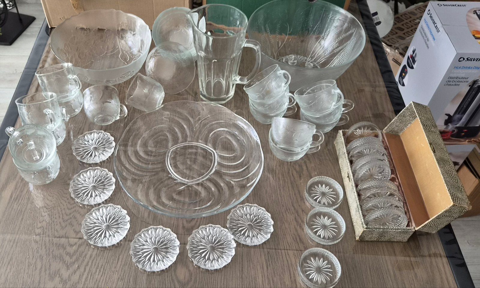 Glazen schalen, schaaltjes, glaasjes en onderzetters, Huis en Inrichting, Keuken | Servies, Ophalen, Vintage, Glas, Schaal of Schalen