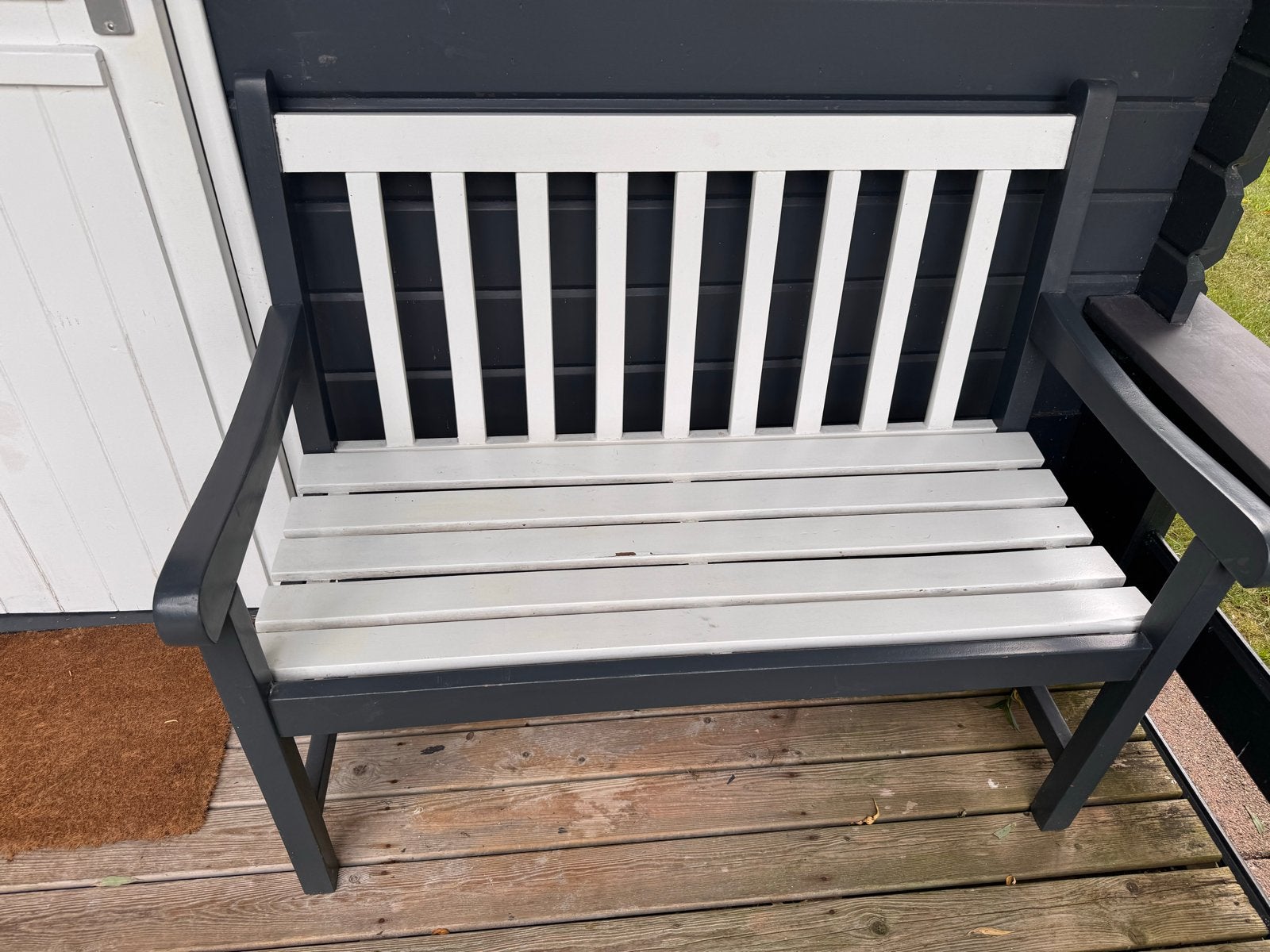 Tuinbankje wit & antraciet, Ophalen, Gebruikt, Hout