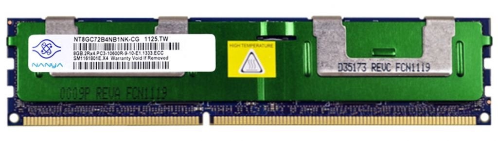 8GB 2Rx4 PC3-10600R DDR3-1333 ECC Nanya HP NT8GC72B4NB1NK-CG, Niet ingevuld, Niet ingevuld, Niet ingevuld