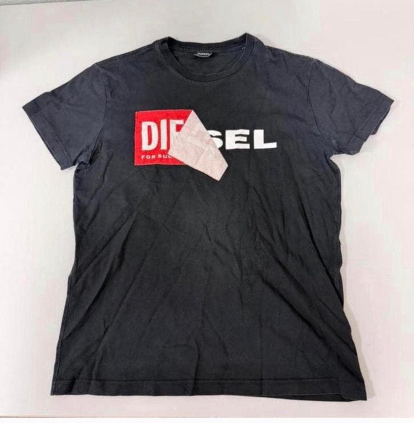 DIESEL HEREN T-SHIRT met groot Logo zwart tshirt L katoen, Maat 52/54 (L), L, Zwart, Zo goed als nieuw