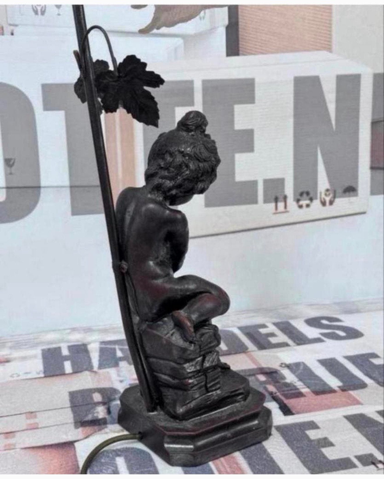 Antieke Franse lamp 1920 moreau barok antiek bronzen effect, Antiek en Kunst, Ophalen of Verzenden