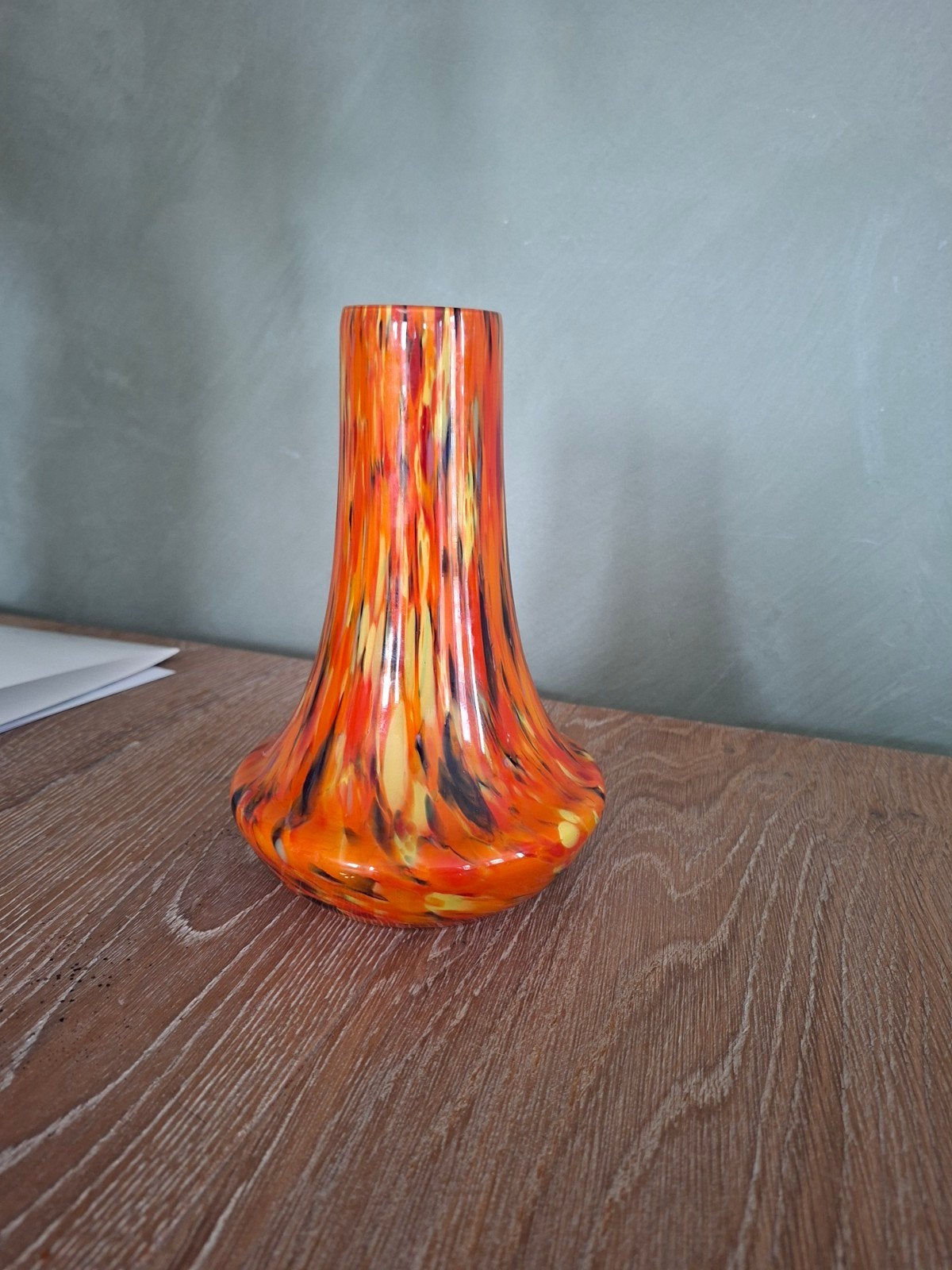 Authentieke Art Deco Boheemse Spatterglas Vaas, Antiek en Kunst, Ophalen