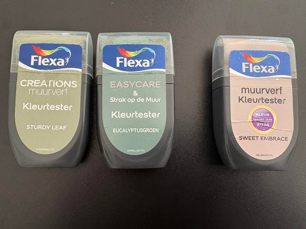 Flexa kleurtesters, Doe-het-zelf en Verbouw, Verf, Beits en Lak, Ophalen, Gebruikt, Verf, Minder dan 5 liter