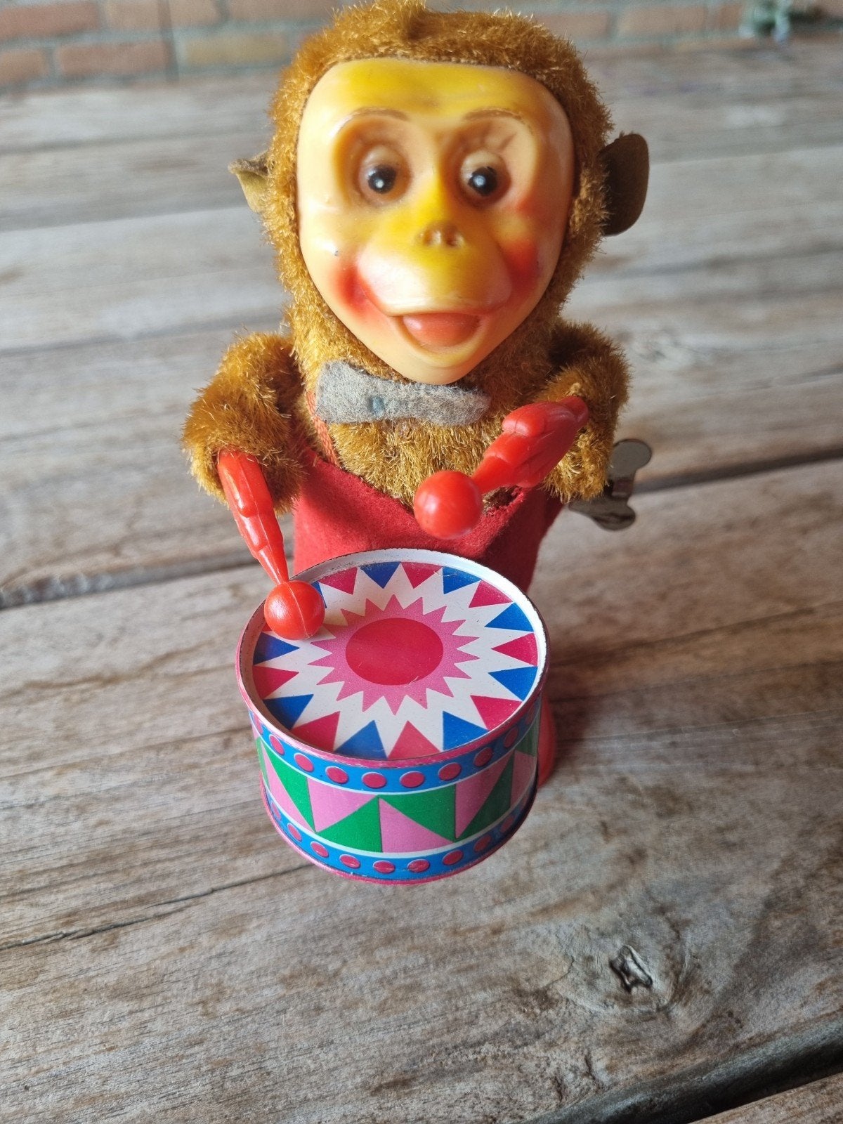 Vintage Opwind Aapje met Trommel - Klassiek Speelgoed, Ophalen of Verzenden