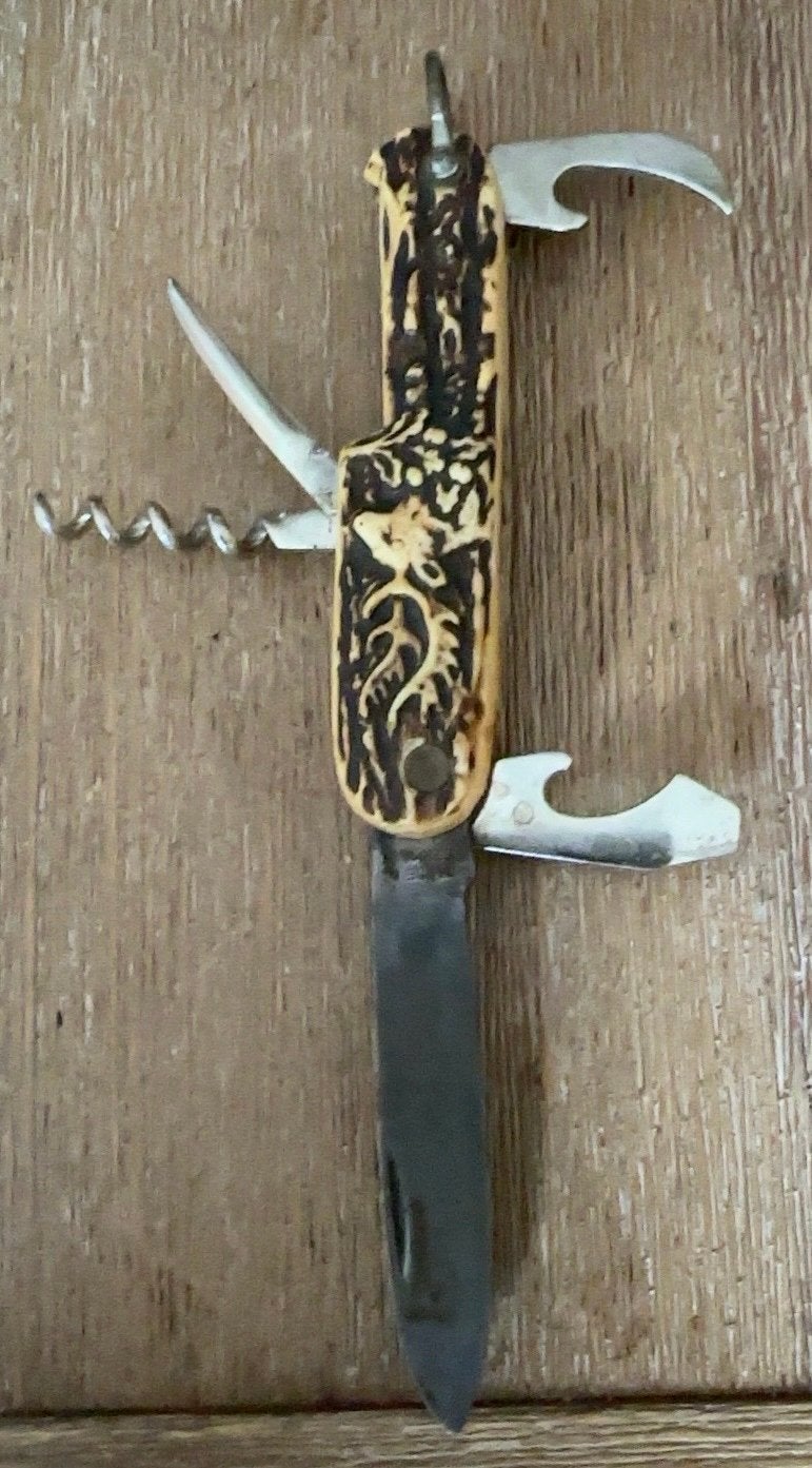 Vintage Zakmes met Kurkentrekker en Flesopener, Ophalen of Verzenden