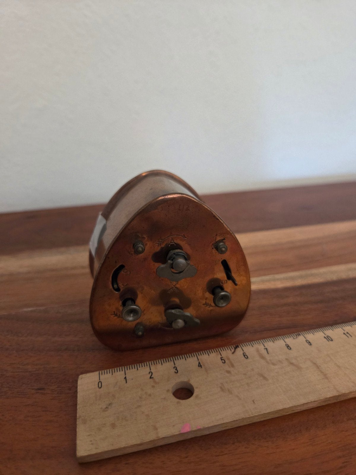 Antieke koperen wekker, vintage tafelklok, Ophalen