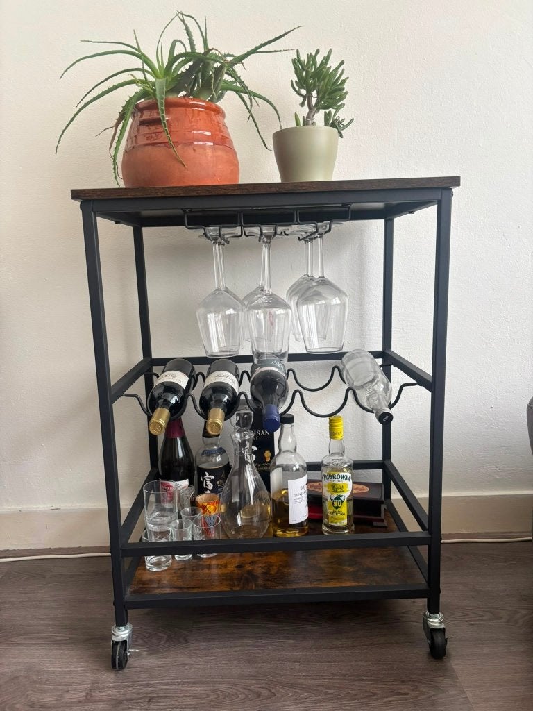 Barwagen / drankkar met wielen, Ophalen, Minder dan 55 cm, Metaal of Aluminium, Zo goed als nieuw