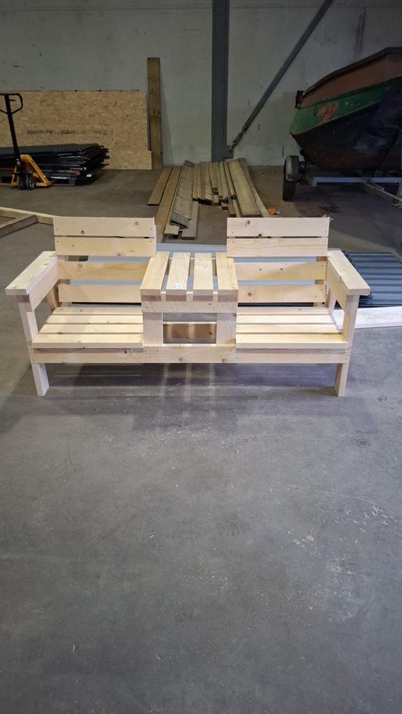 Nieuwe Mooie houten tête-à-tête tuinbank, Tuin en Terras, Ophalen of Verzenden, Nieuw